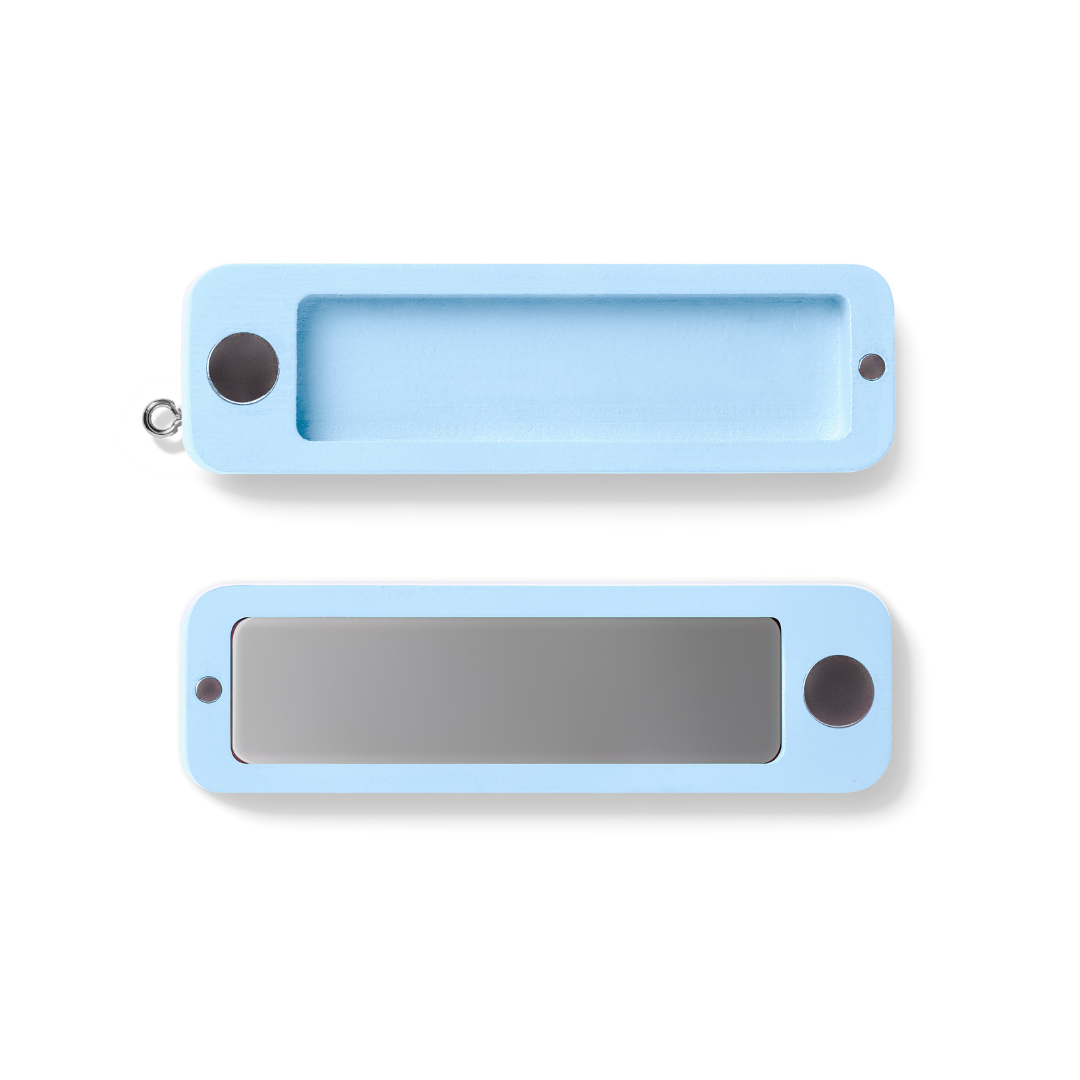 Blue Dododots Bamboo Magnetic Case with Mirror